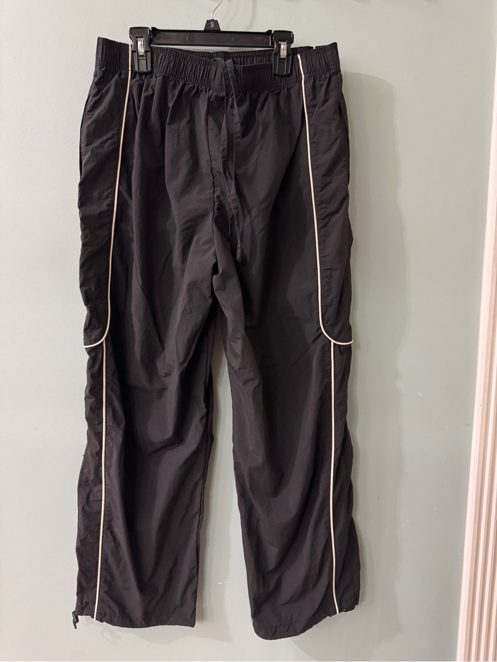 BDG Black Track Joggers with White Piping - Picture 4 of 7